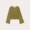 T-shirt ajour&eacute; manches pagodes vert olive femme