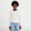 Gilet ajour&eacute; manches longues dentelle ecru femme