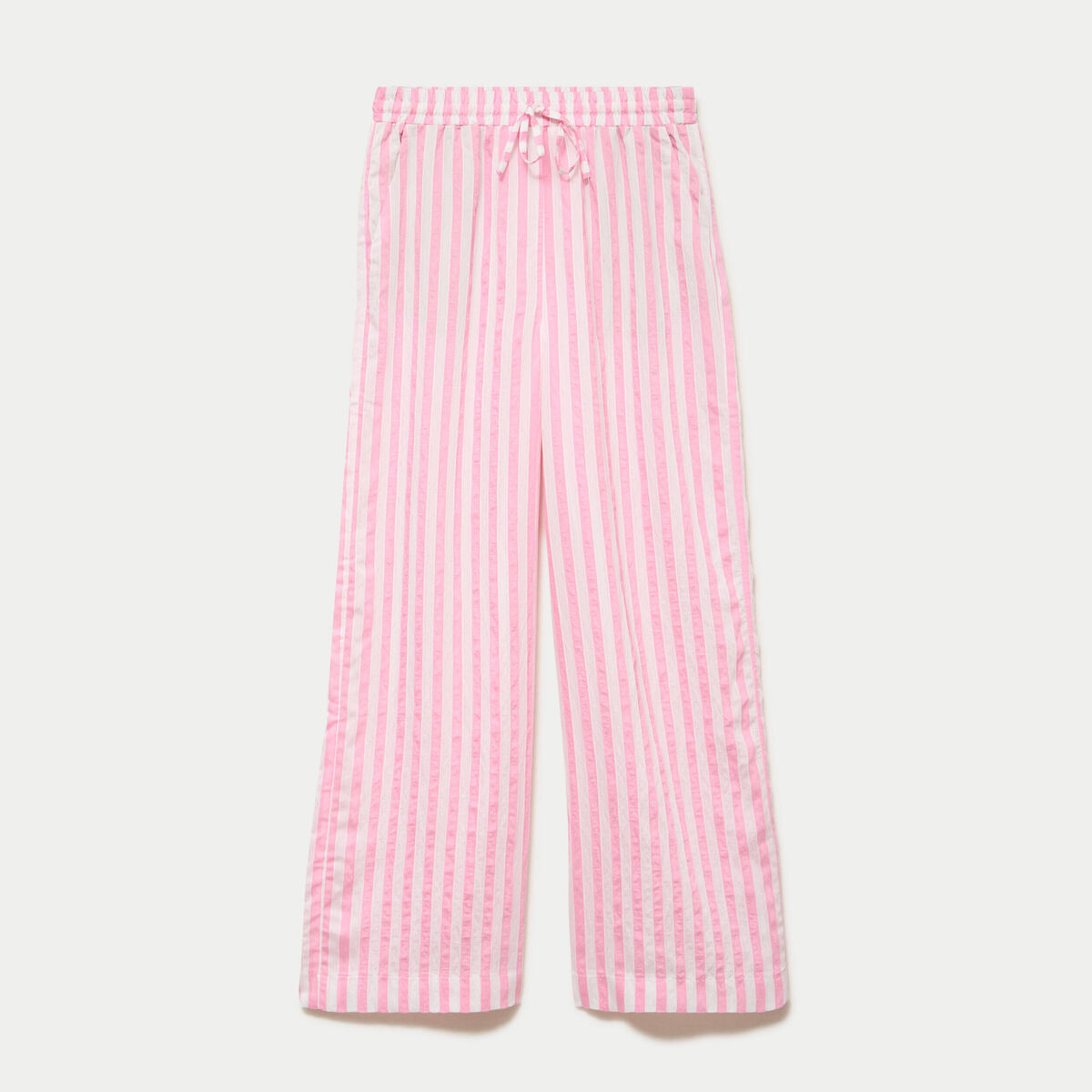 Pantalon large fluide taille standard rose femme