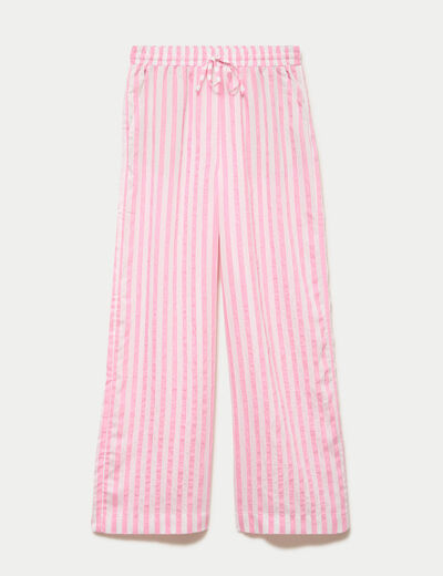 Pantalon large fluide taille standard rose femme