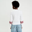 Blouse brod&eacute;e col tunisien ecru femme
