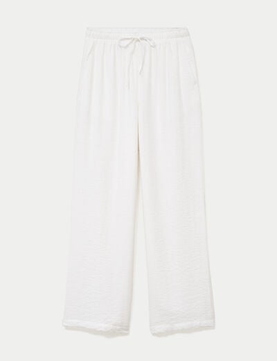 Pantalon bootcut taille standard ecru femme