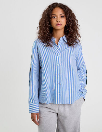 Chemise manches longues bleu femme