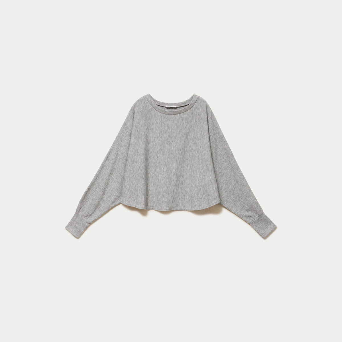 Cape boyfriend cropped col rond gris clair femme