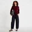 Pull col rond manches longues bordeaux femme