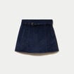 Jupe-short &eacute;vas&eacute;e velours ceinture bleu marine femme