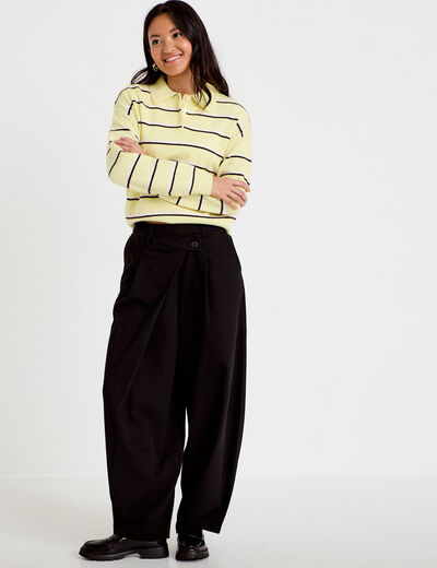Pantalon bootcut taille basse noir femme