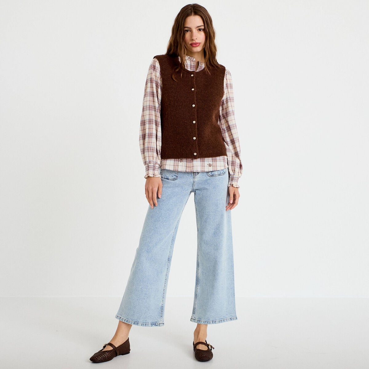 Gilet sans manches marron fonc&eacute; femme