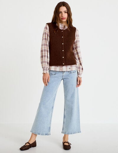 Gilet sans manches marron fonc&eacute; femme