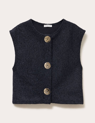 Gilet sans manches effet polaire bleu marine femme