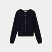 Gilet ajour&eacute; manches longues bleu marine femme