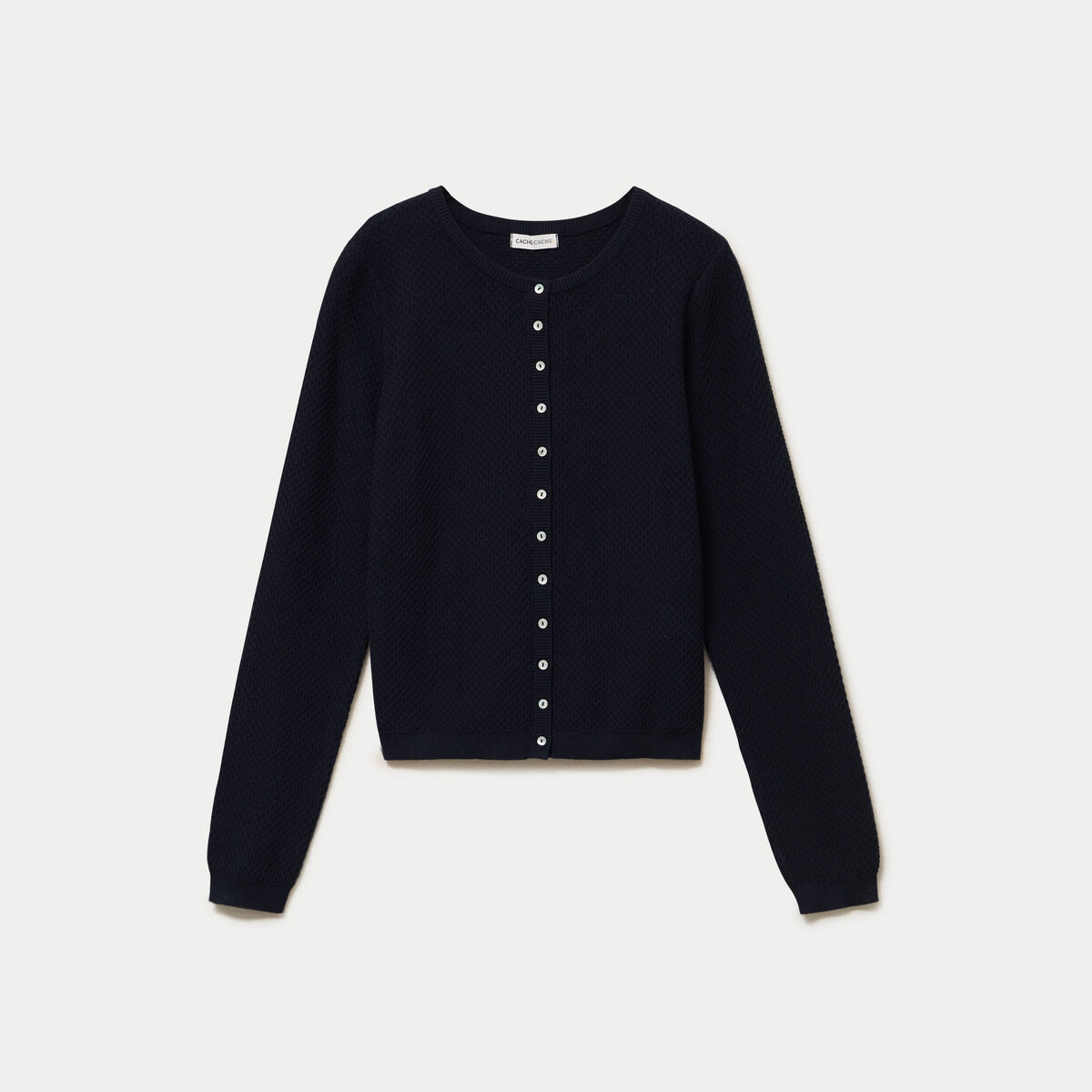 Gilet ajour&eacute; manches longues bleu marine femme