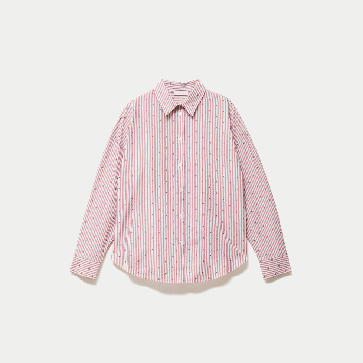 Chemise droite manches longues rouge clair femme