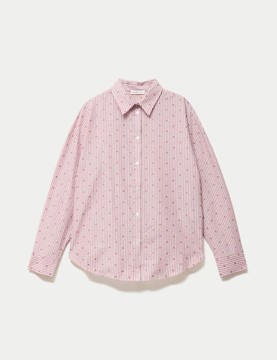 Chemise droite manches longues rouge clair femme