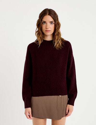 Pull col rond prune femme