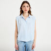 Blouse sans manches col classique bleu femme