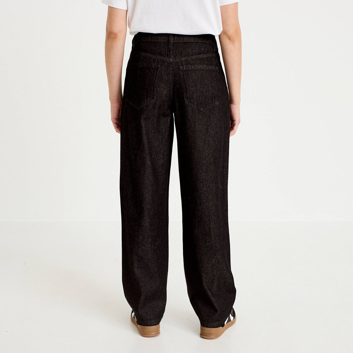 Jean wide leg taille haute denim noir femme