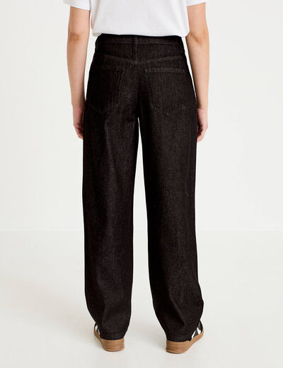 Jean wide leg taille haute denim noir femme