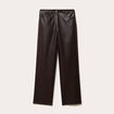Pantalon large similicuir marron fonc&eacute; femme
