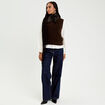 Pull sans manches marron fonc&eacute; femme