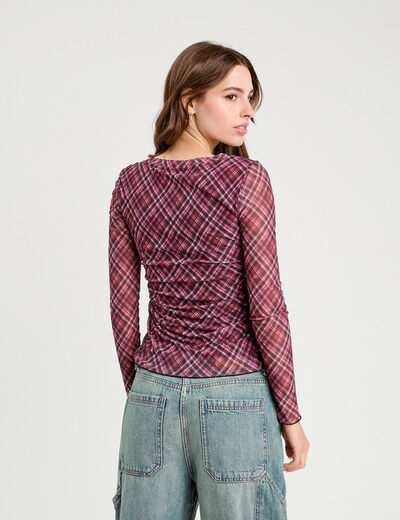 T-shirt manches longues rouge cerise femme