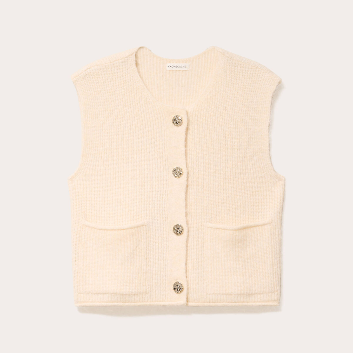 Gilet sans manches ecru femme