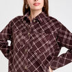 Chemise oversize en velours marron chocolat femme