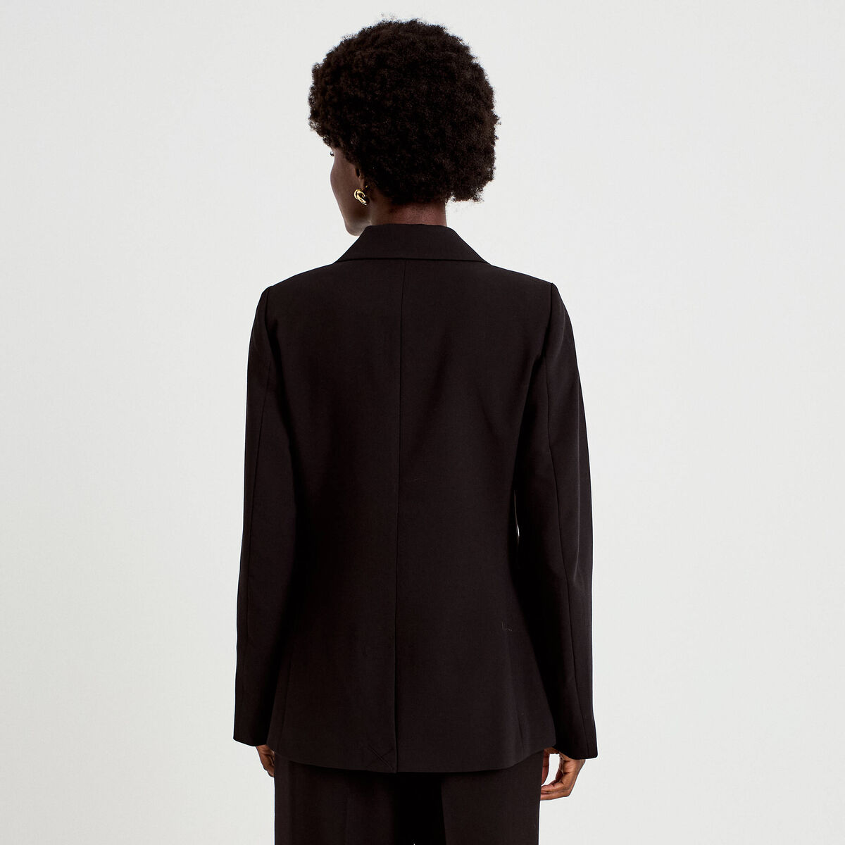 Blazer droit manches longues noir femme