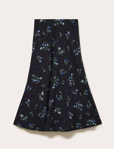Jupe &eacute;vas&eacute;e longueur 3/4 noir femme