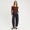 T-shirt manches longues marron fonc&eacute; femme