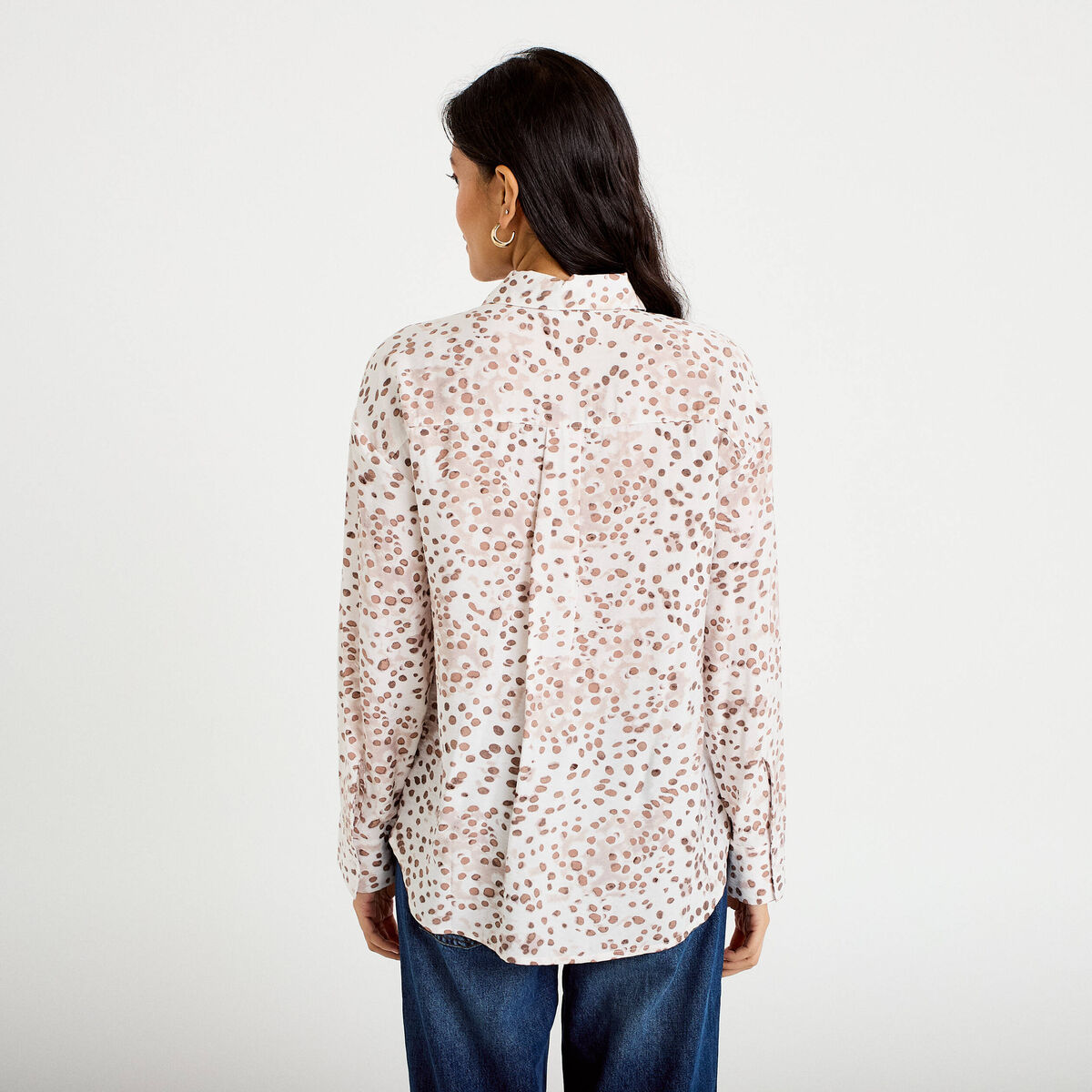 Chemise droite manches longues blanc femme