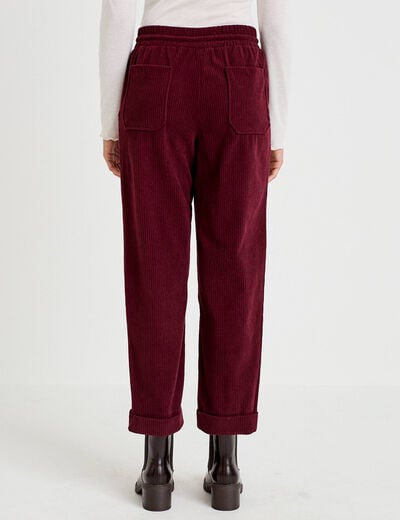 Pantalon jogging velours bordeaux femme