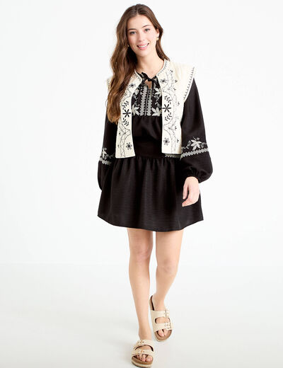 Jupe courte &eacute;vas&eacute;e taille haute noir femme