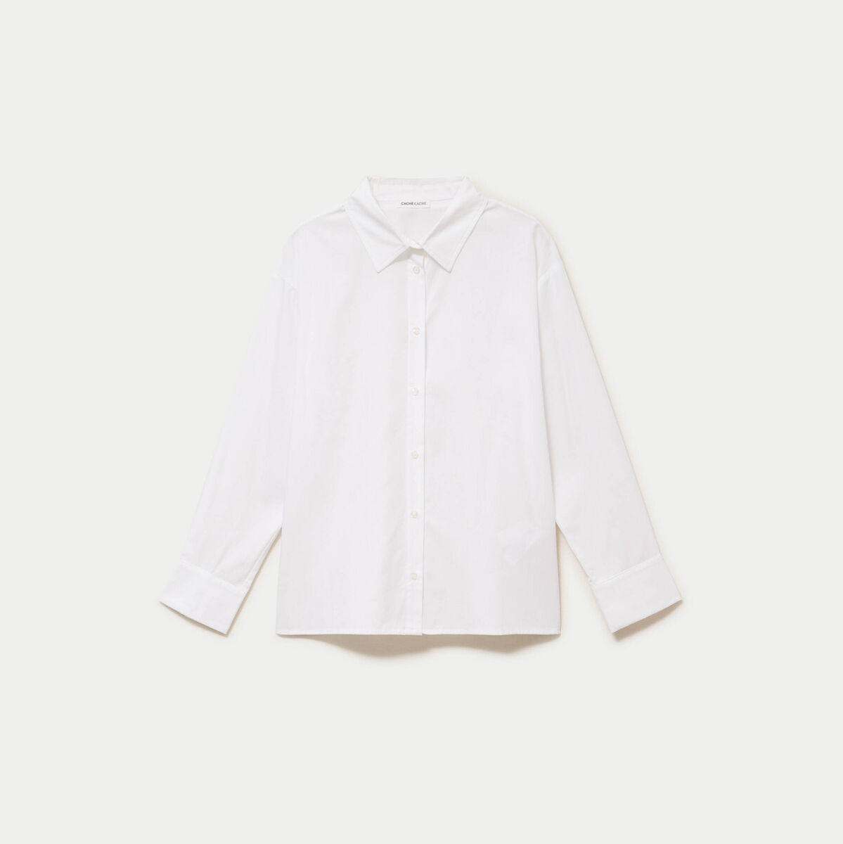 Chemise col am&eacute;ricain manches longues ecru femme