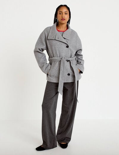 Pantalon bootcut taille haute gris fonc&eacute; femme