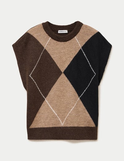 Pull sans manches beige femme