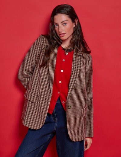 Blazer col tailleur manches longues noir femme
