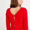 Pull col v manches longues rouge femme