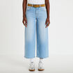 Jean wide leg taille haute ceinture denim triple stone femme
