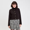 Veste droite courte col classique noir femme