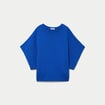 Pull oversize col rond manches courtes bleu electrique femme