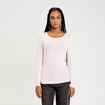 T-shirt uni &agrave; manches longues rose clair femme