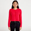 Gilet boutonn&eacute; manches longues rouge femme