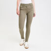 Jeans slim 5 poches vert kaki femme