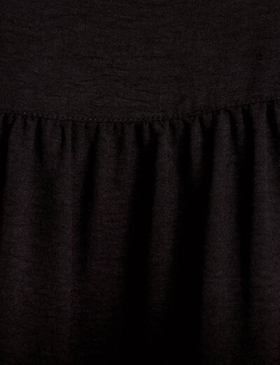 Chemise ample sans manches pliss&eacute;e noir femme