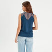 D&eacute;bardeur sans manches bleu femme