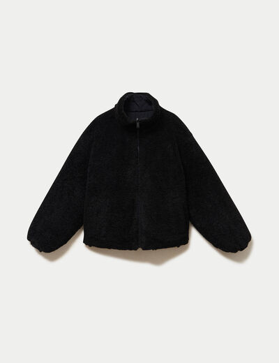 Parka r&eacute;versible effet polaire noir femme