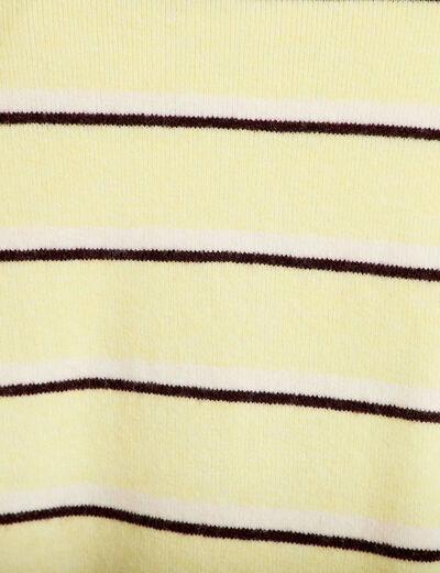 Polo manches longues col chemise jaune clair femme