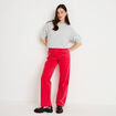 Pantalon droit en velours rouge femme