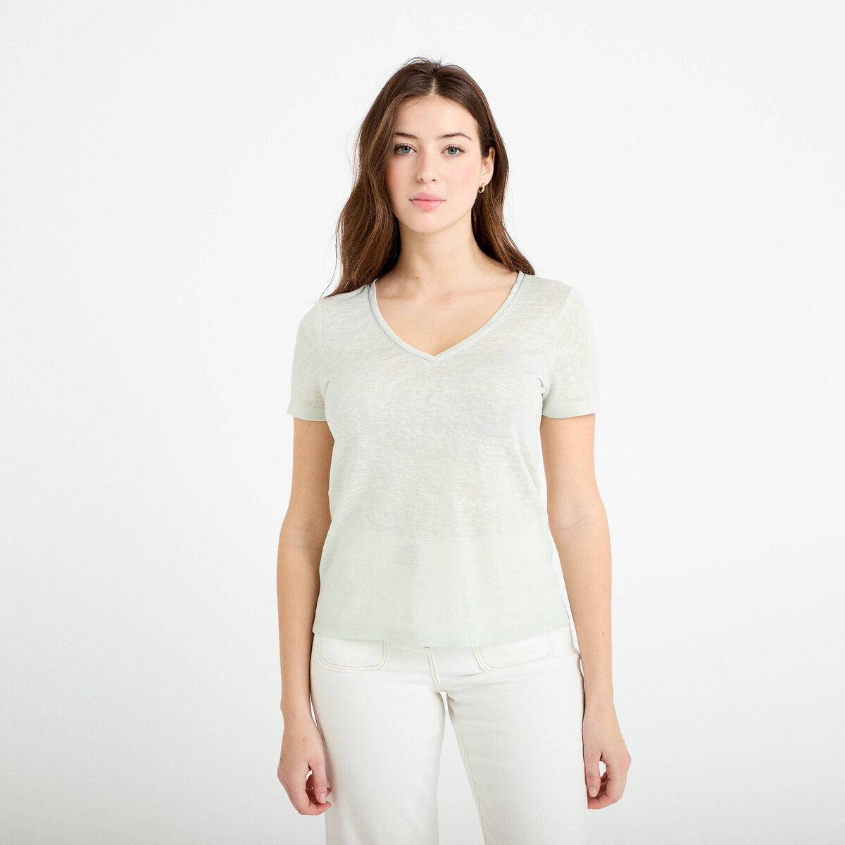 T-shirt manches courtes iris&eacute; gris argent femme